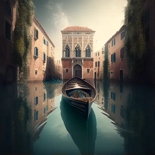 Image of an elegant gondola floating down a Venice canal with historic buildings - Image 1