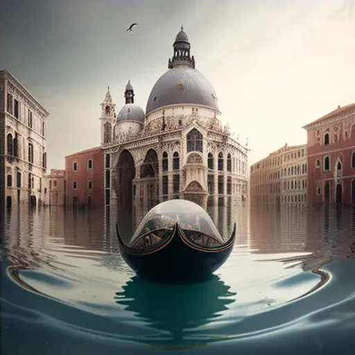 Image of an elegant gondola floating down a Venice canal with historic buildings - Image 4