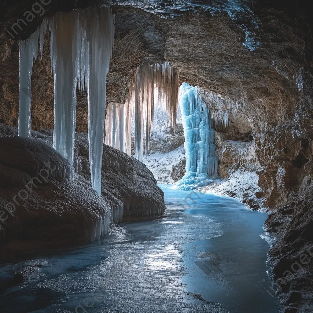 Ice cave with frozen formations - Image 3