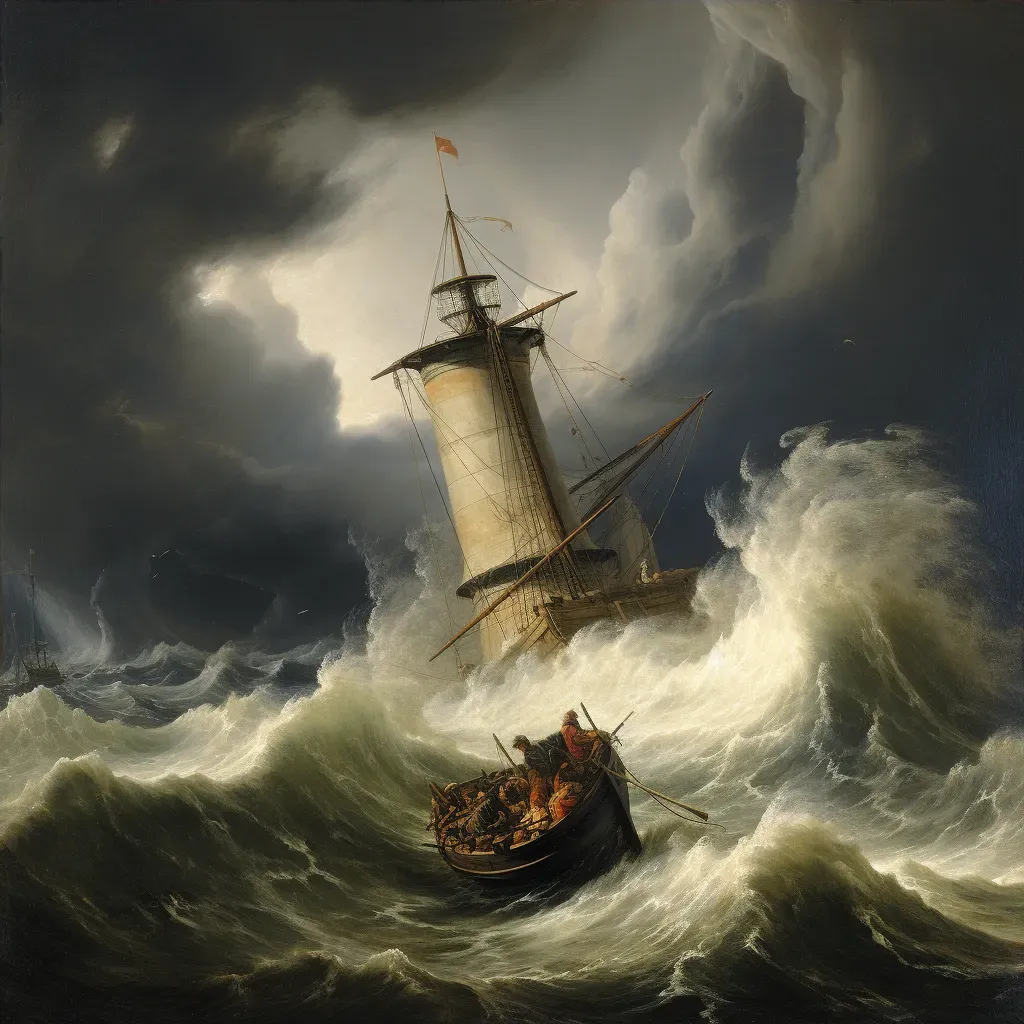 Boat navigating stormy sea with lighthouse in the distance - Image 4