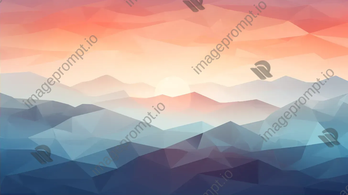 Sunrise over a low poly mountain range in cool colors - Image 2