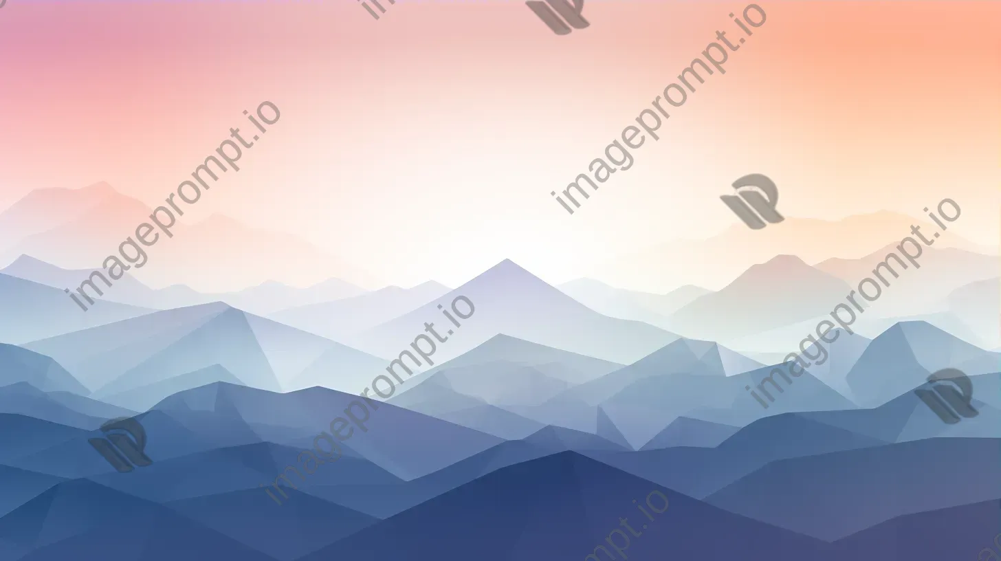 Sunrise over a low poly mountain range in cool colors - Image 3