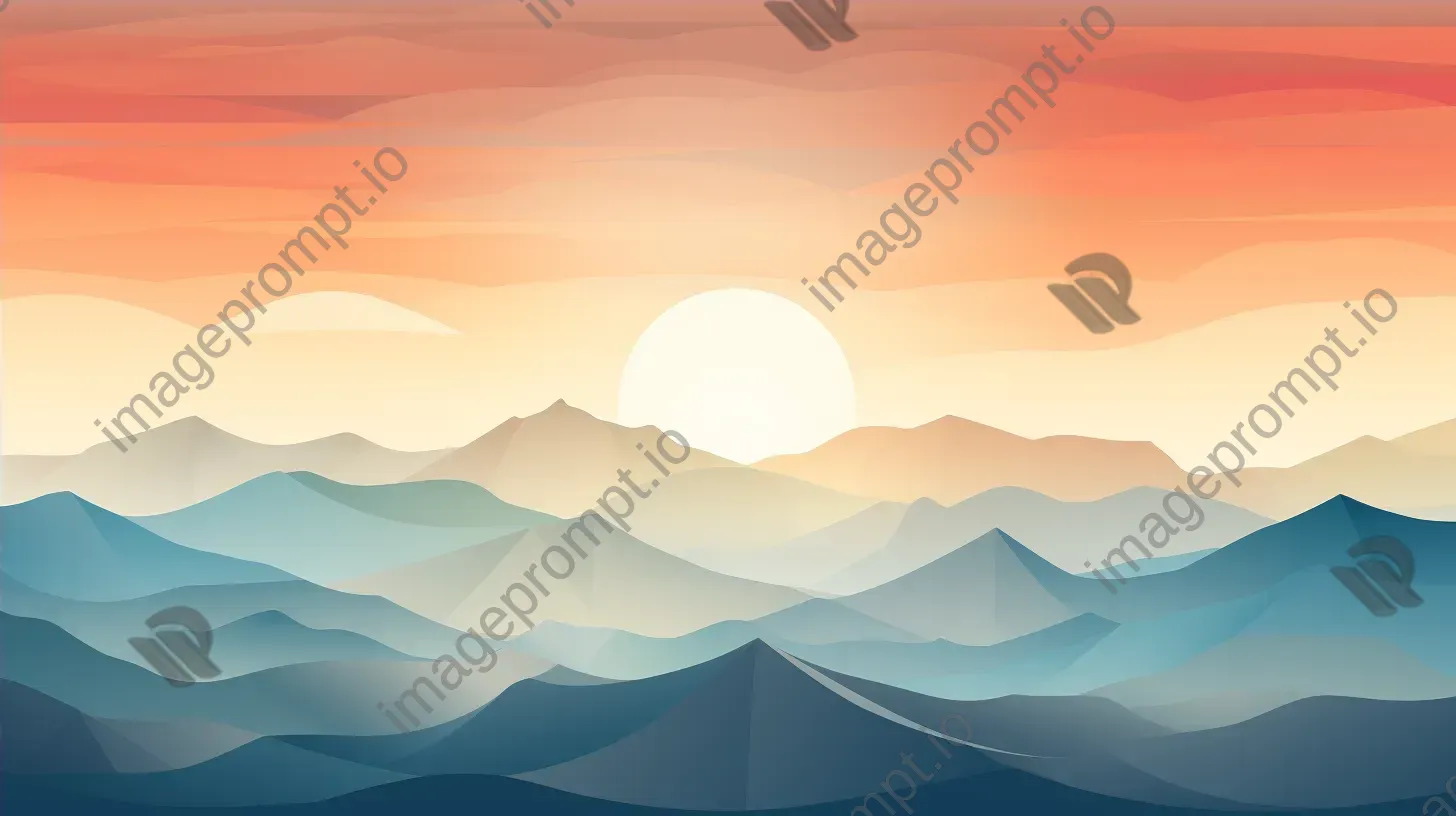 Sunrise over a low poly mountain range in cool colors - Image 4