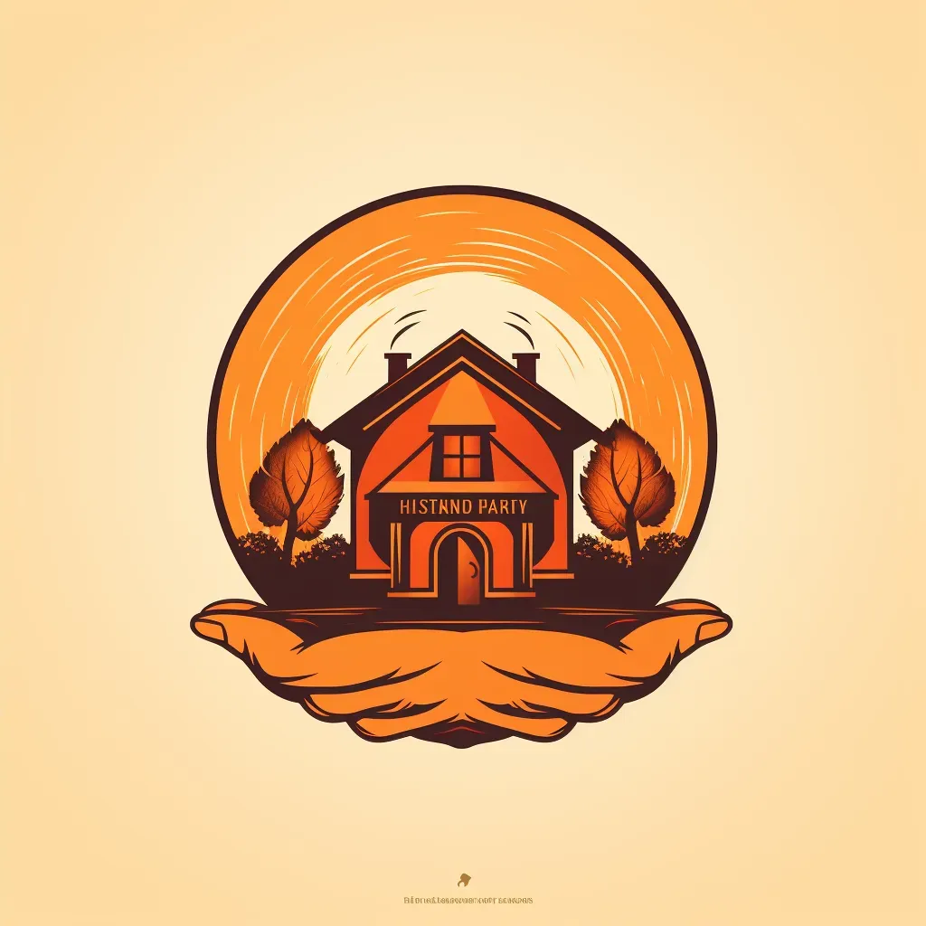 Logo with two hands coming together to form a house, in orange and brown. - Image 2