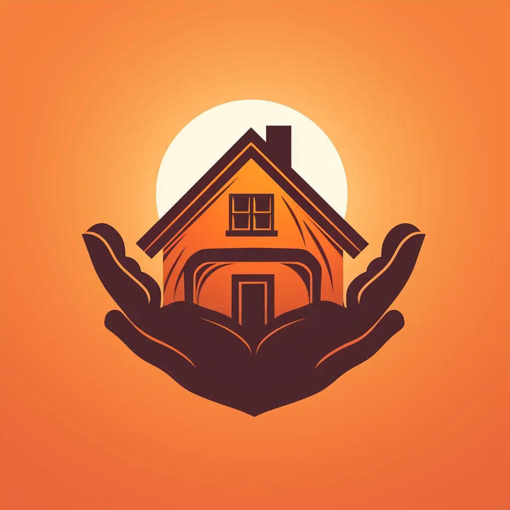 Logo with two hands coming together to form a house, in orange and brown. - Image 4