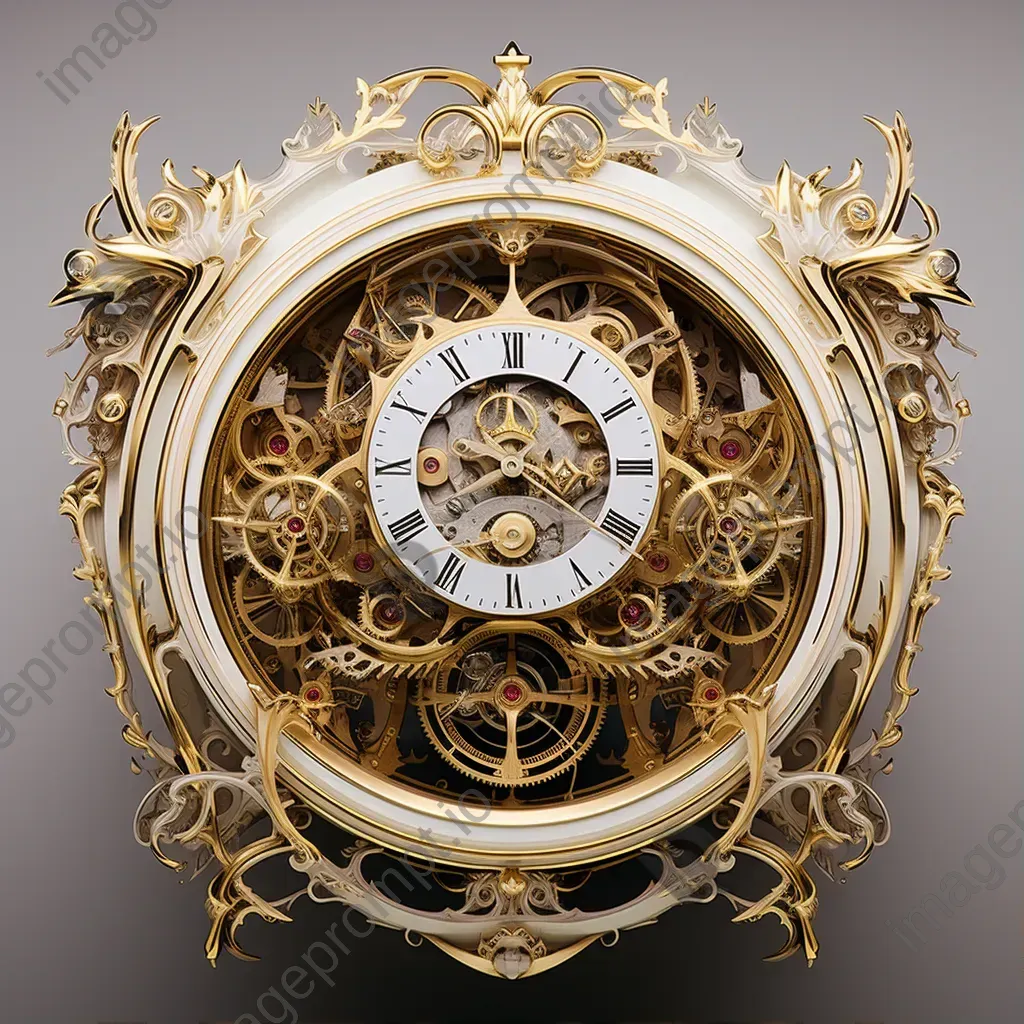 Opulent Rococo-styled time machine with intricate gold detailing - Image 1