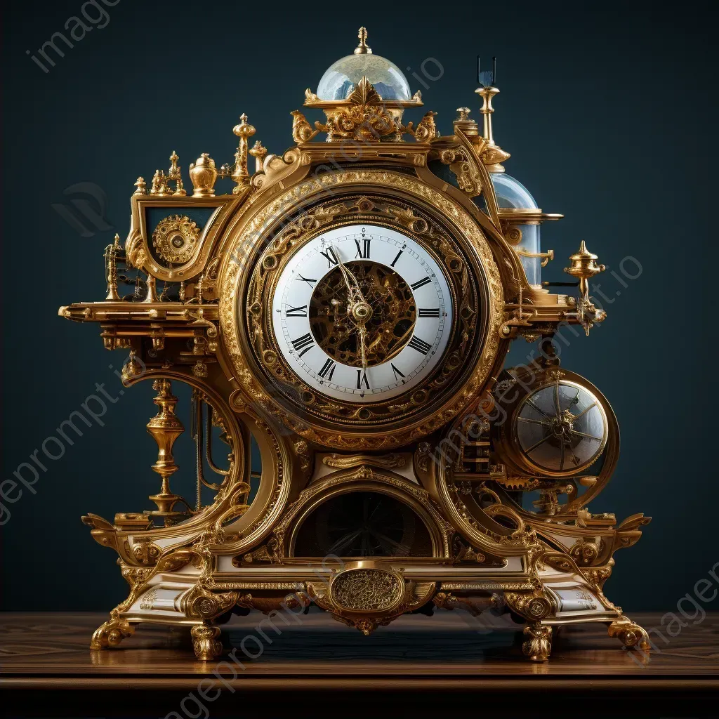 Opulent Rococo-styled time machine with intricate gold detailing - Image 2