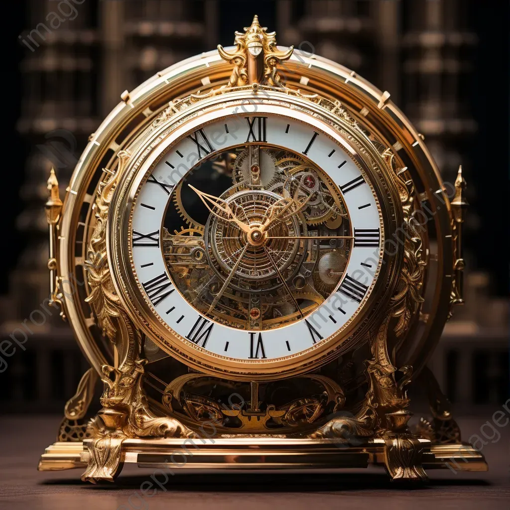 Opulent Rococo-styled time machine with intricate gold detailing - Image 3