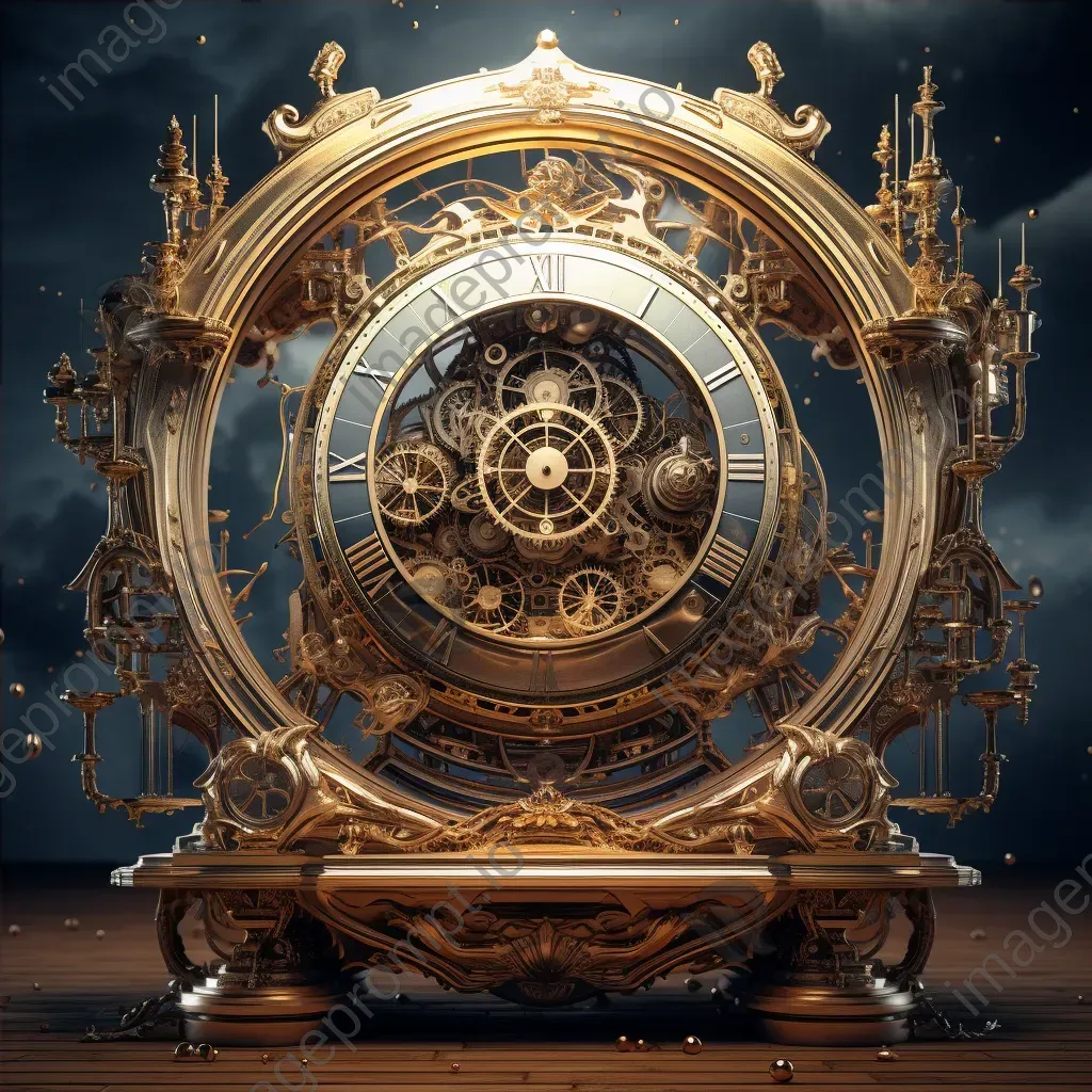 Opulent Rococo-styled time machine with intricate gold detailing - Image 4