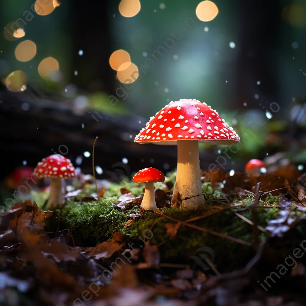 Whimsical fly agaric mushrooms in the forest - Image 2