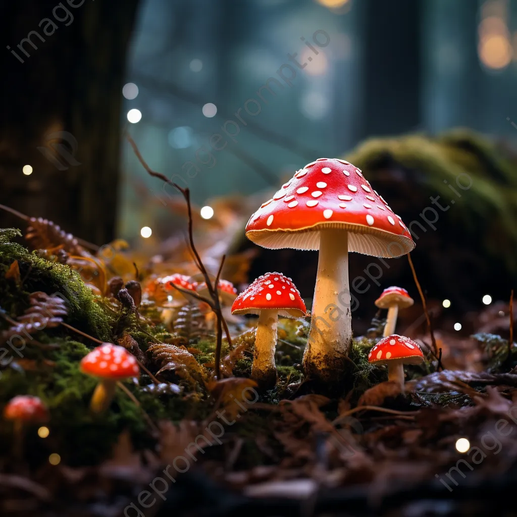 Whimsical fly agaric mushrooms in the forest - Image 3