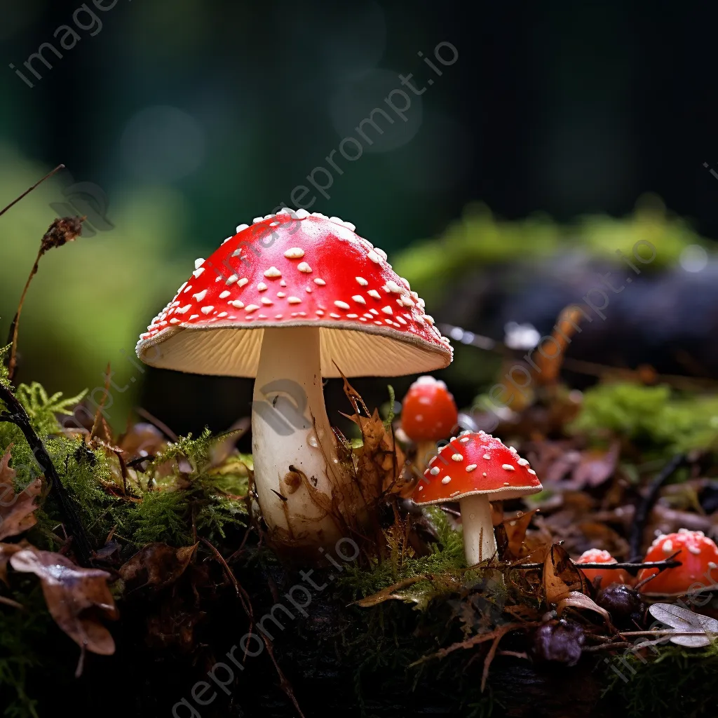 Whimsical fly agaric mushrooms in the forest - Image 4