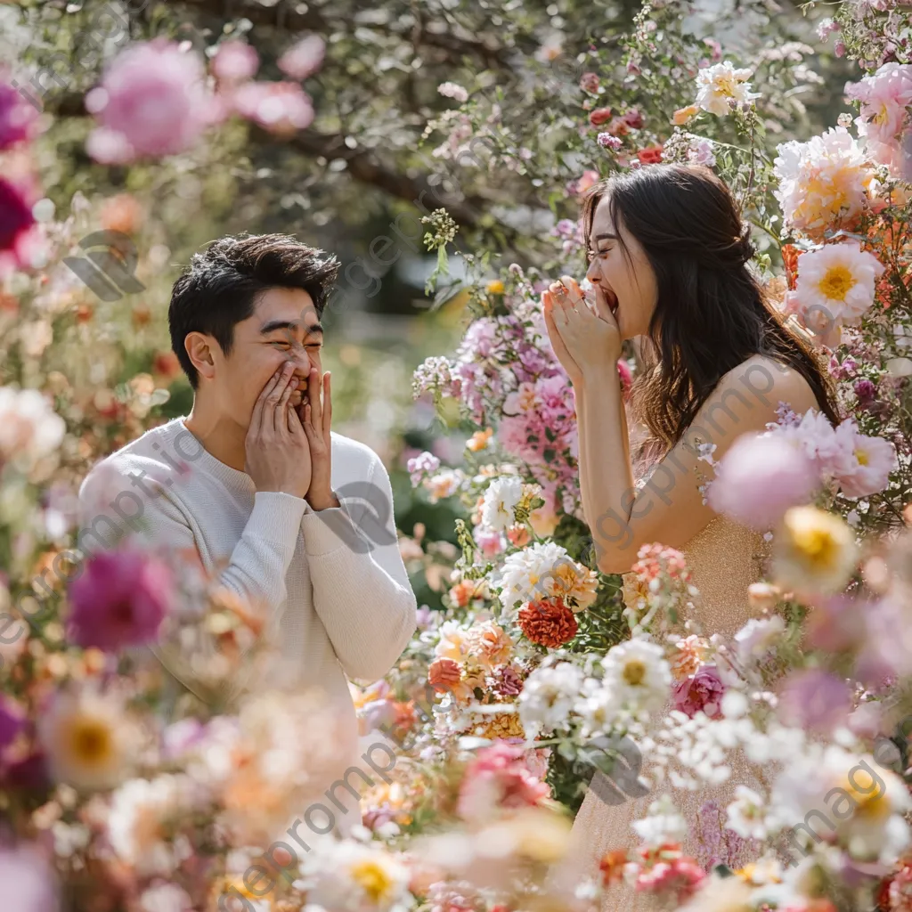 Couple during a surprise proposal in a park - Image 3