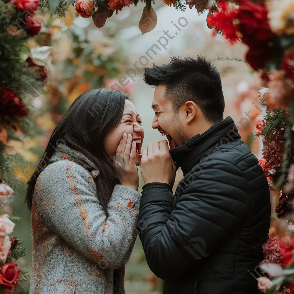 Couple during a surprise proposal in a park - Image 4