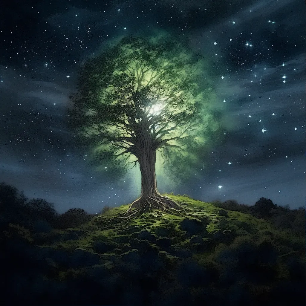 Bioluminescent solitary tree - Image 1