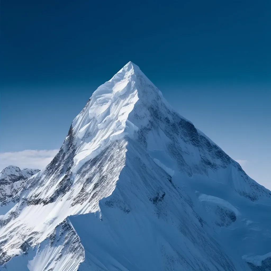 Tall snow-covered mountain peak against clear blue sky - Image 2