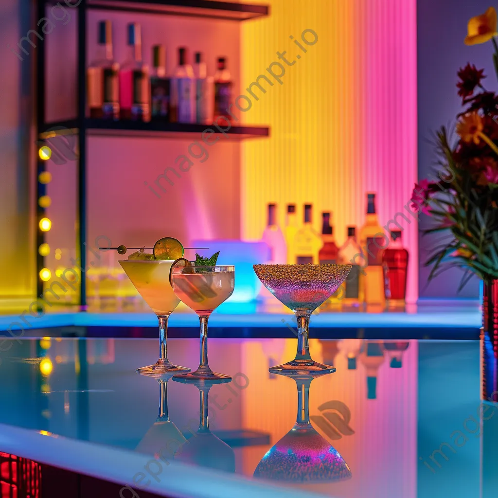 Artistic arrangement of cocktails on a modern bar counter - Image 1