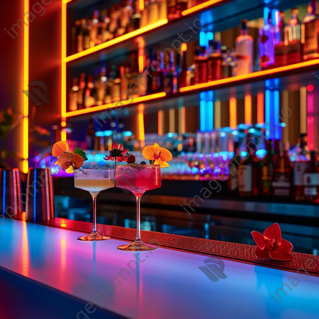 Artistic arrangement of cocktails on a modern bar counter - Image 2