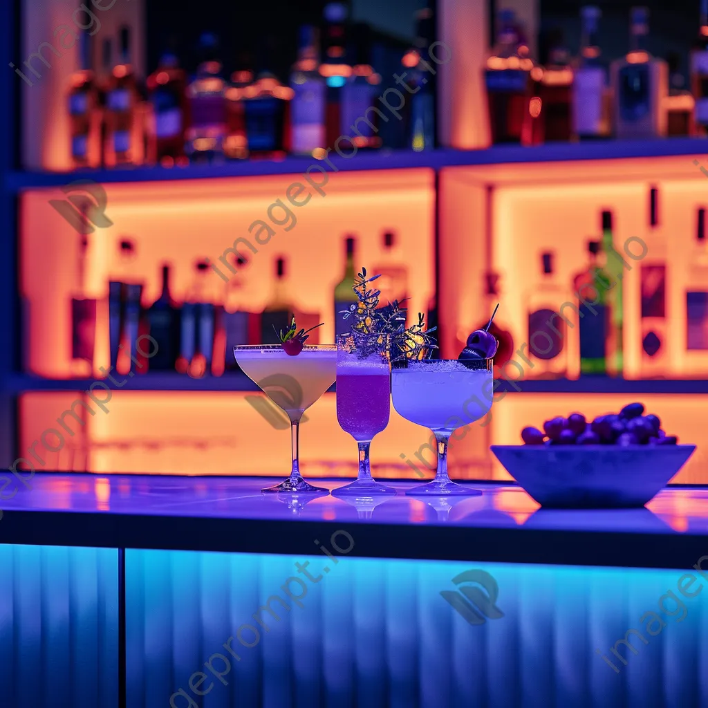 Artistic arrangement of cocktails on a modern bar counter - Image 4