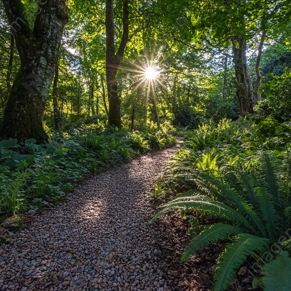 Woodland scene with sunrays creating beautiful light - Image 3