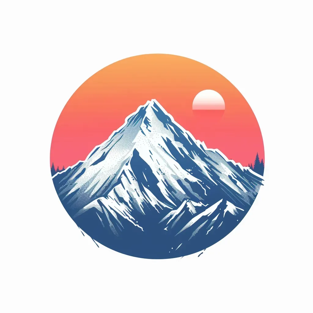 Outdoor gear brand logo with mountains at sunset - Image 1