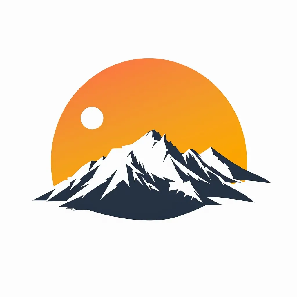 Outdoor gear brand logo with mountains at sunset - Image 2