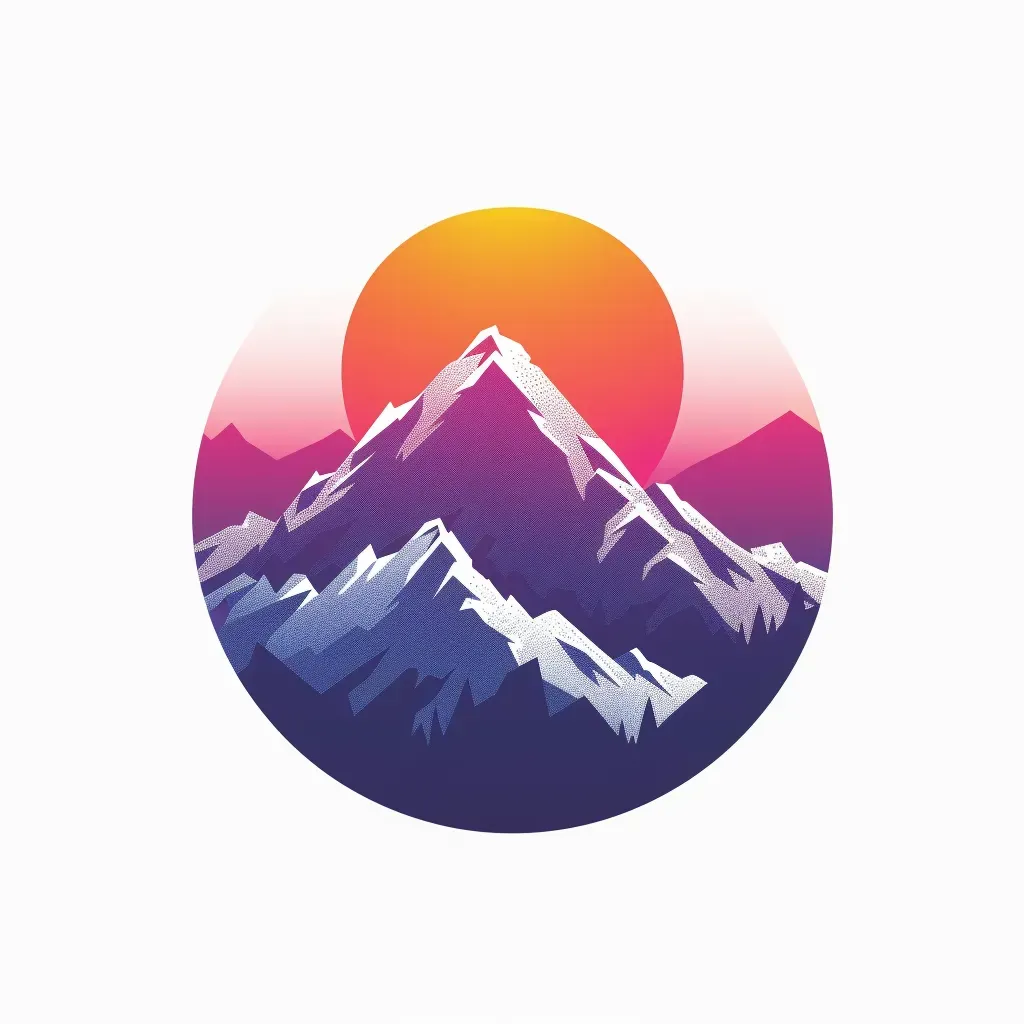 Outdoor gear brand logo with mountains at sunset - Image 4