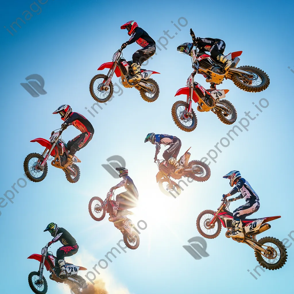 Motocross riders performing stunts in mid-air - Image 4