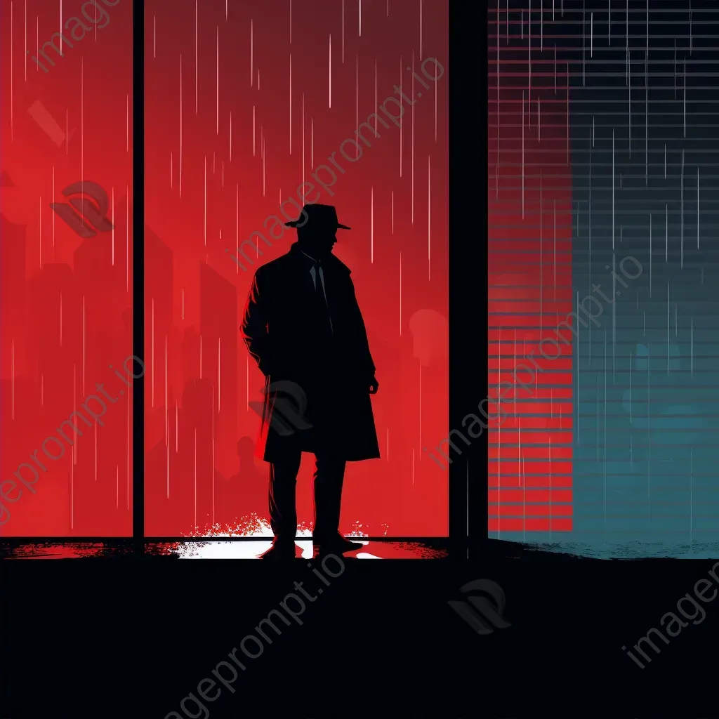 Minimalist vector art of a spy silhouette against a rain-streaked windowpane - Image 2