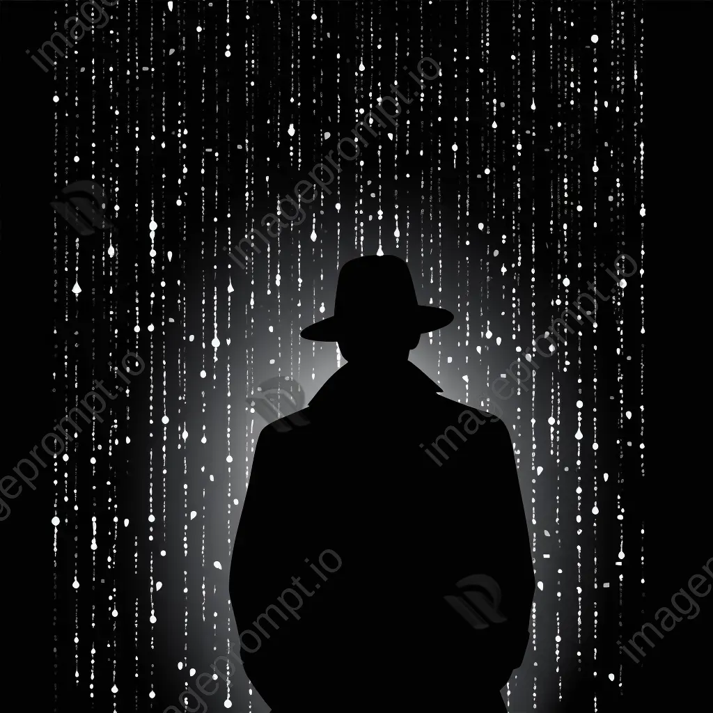 Minimalist vector art of a spy silhouette against a rain-streaked windowpane - Image 4