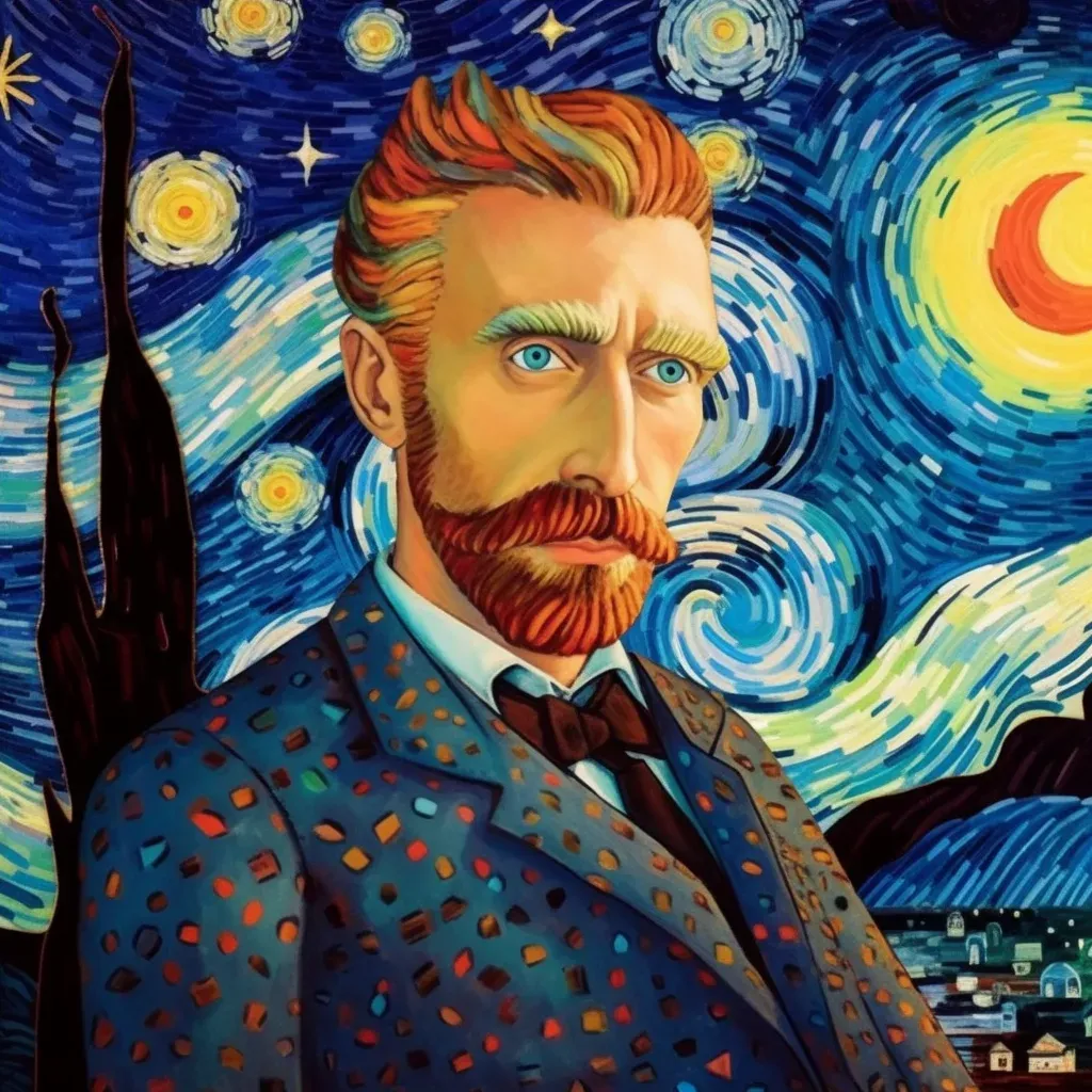 Contemporary reinterpretation of a self-portrait with starry night theme - Image 4