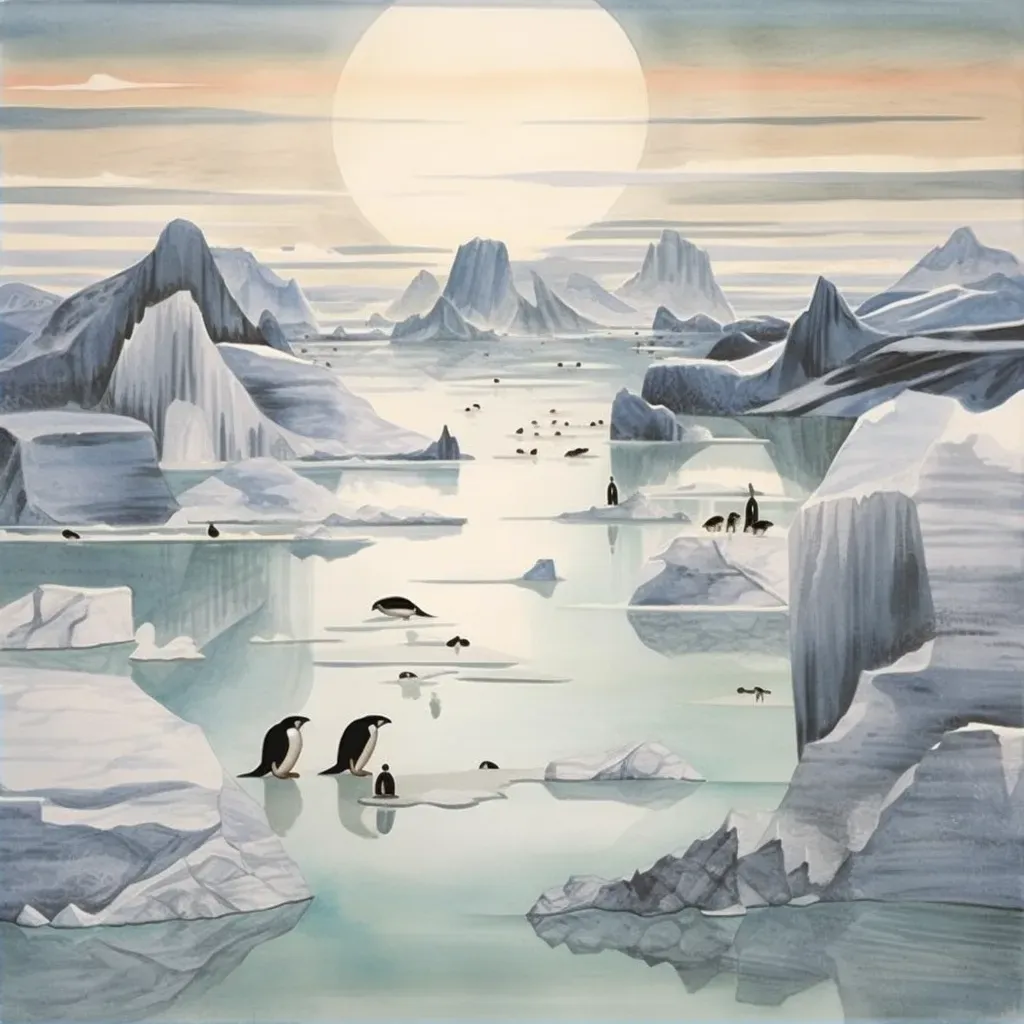 Antarctic icebergs with penguins - Image 2