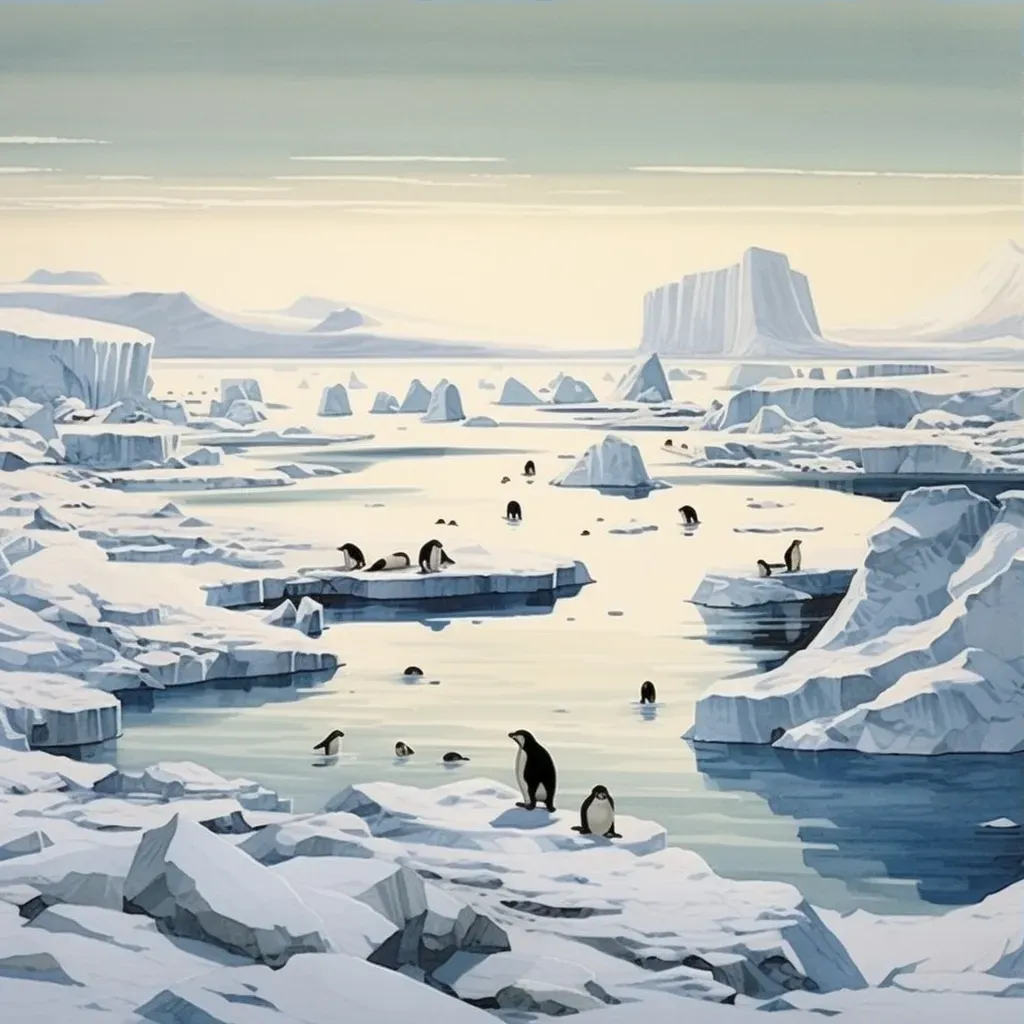 Antarctic icebergs with penguins - Image 3