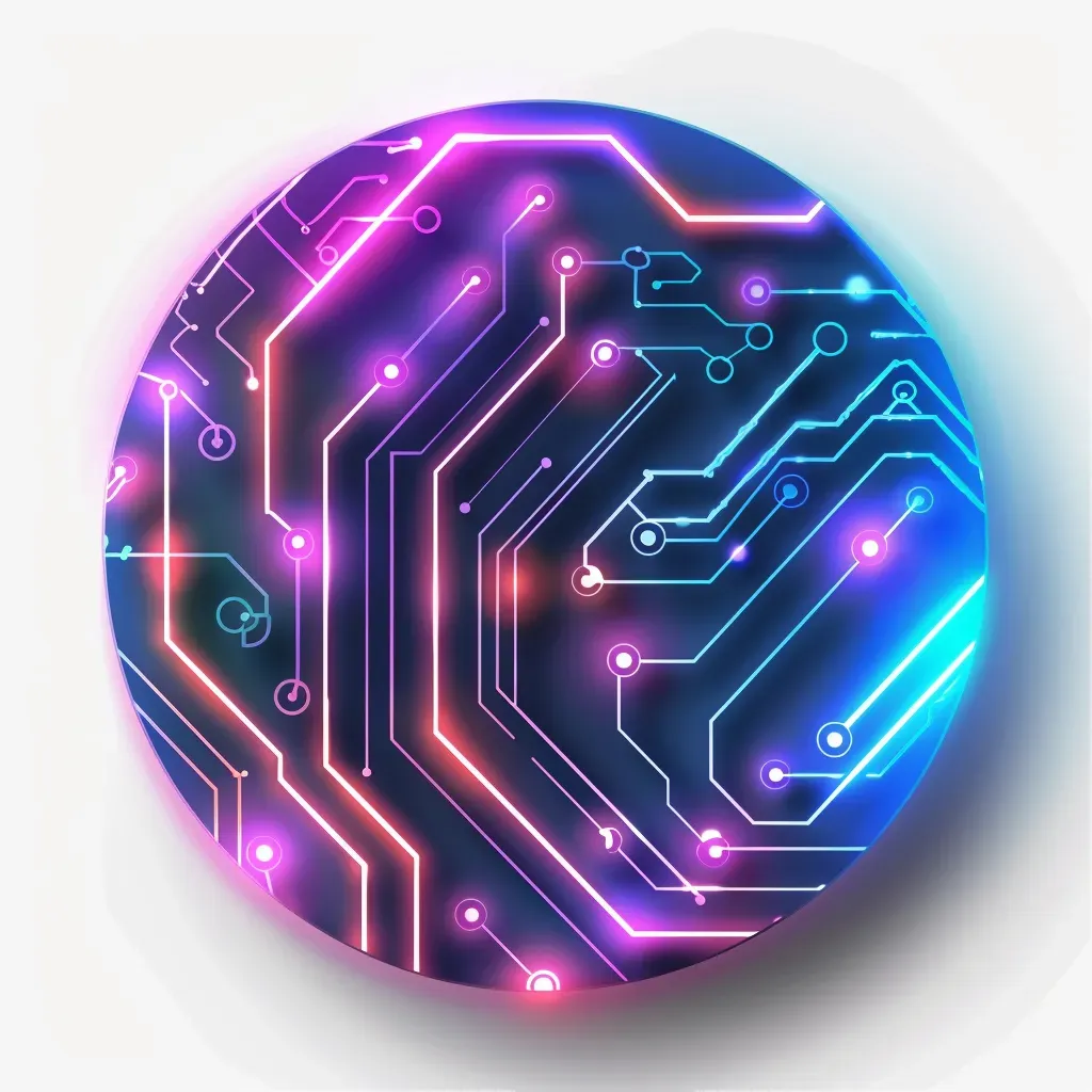 Futuristic circuit board with neon lights logo - Image 1