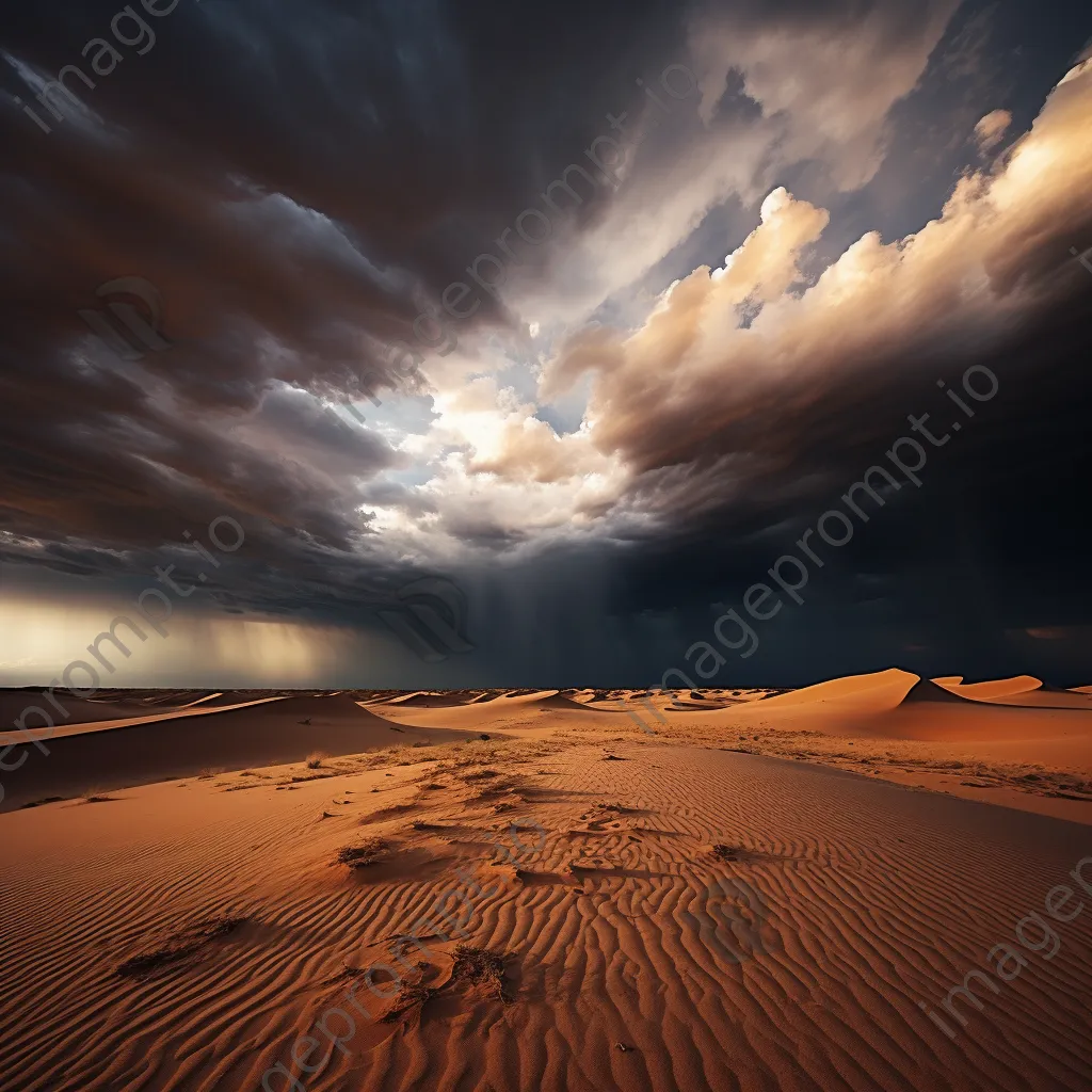 Storm clouds over golden desert sand dunes - Image 2