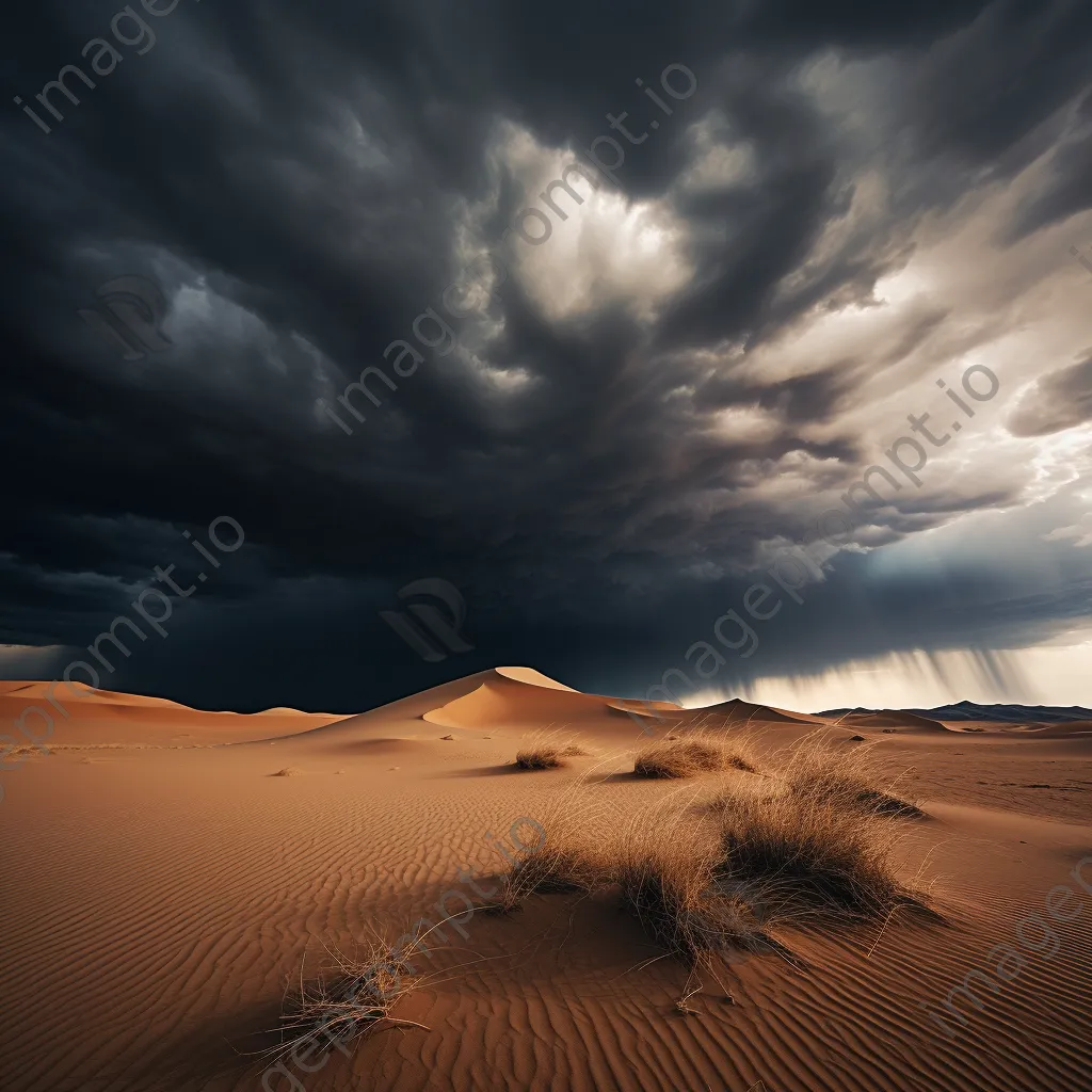 Storm clouds over golden desert sand dunes - Image 3