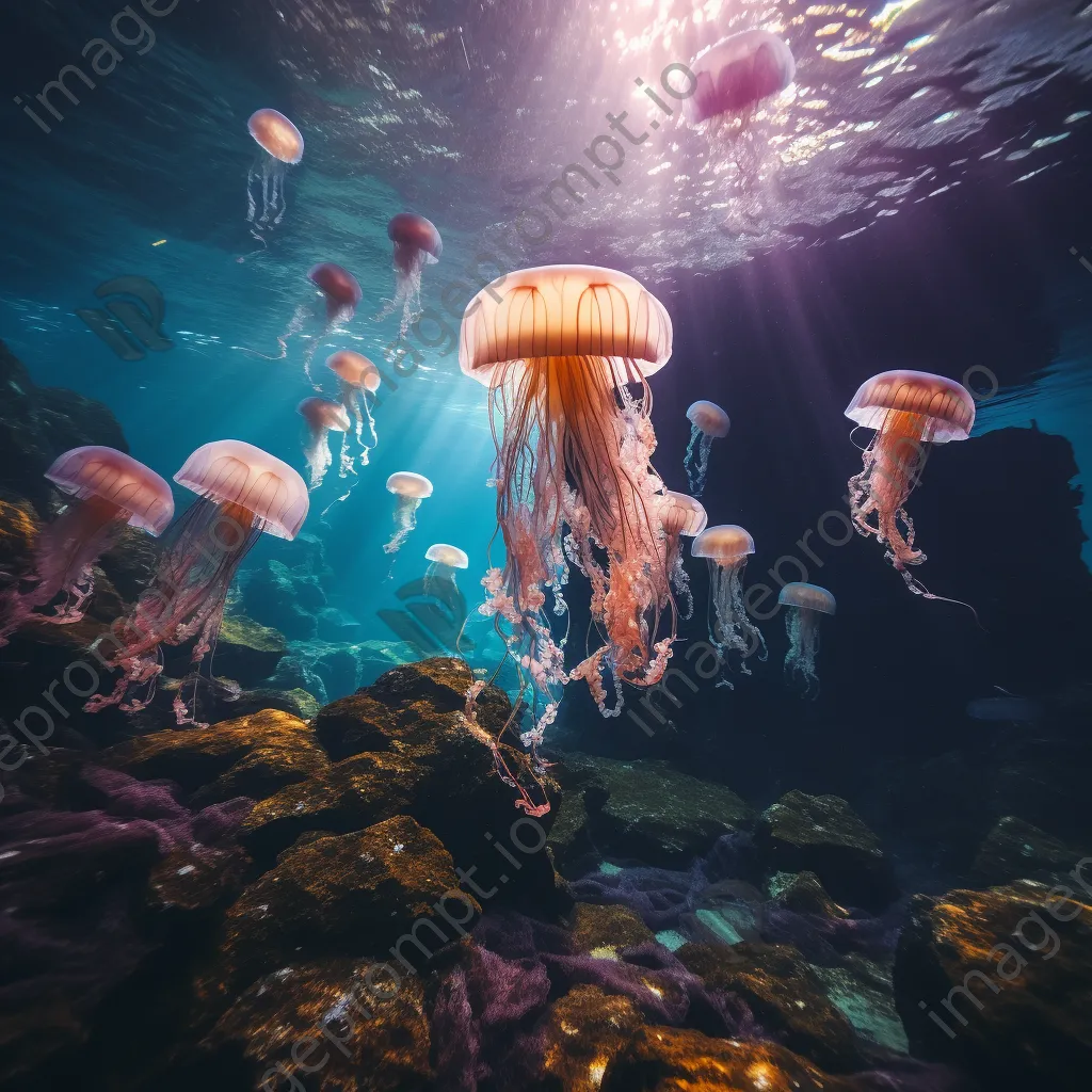 Underwater scene with giant jellyfish - Image 2