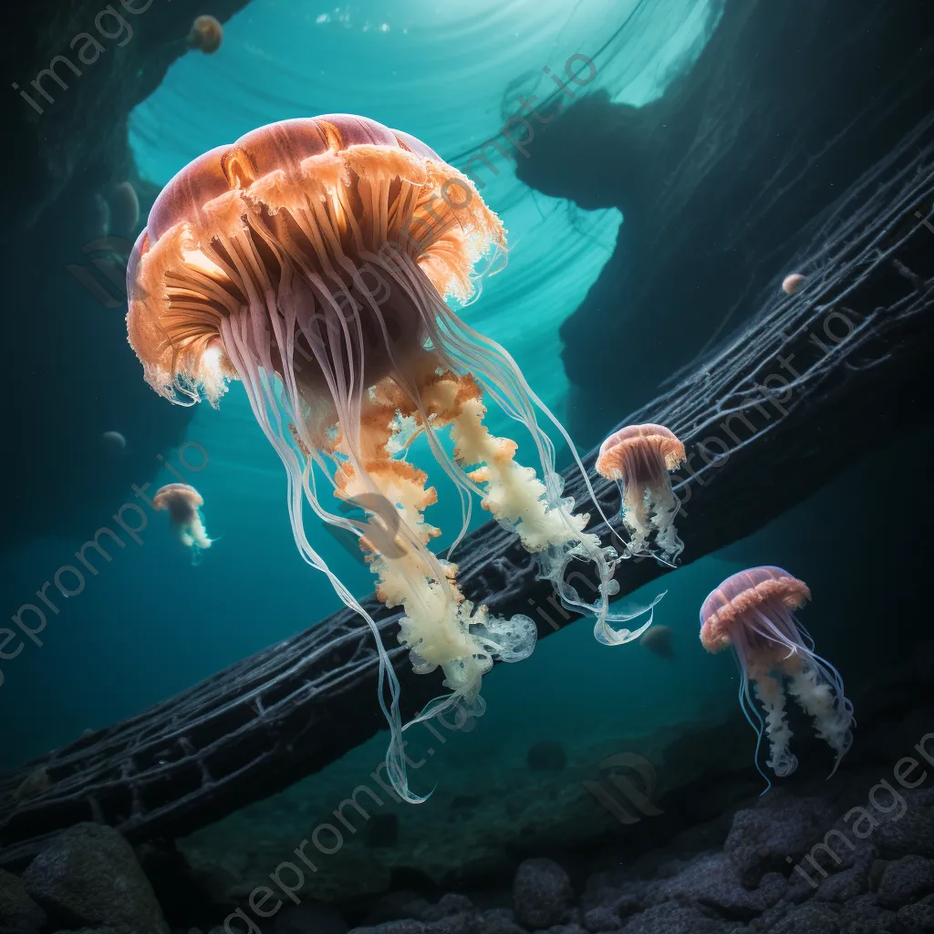 Underwater scene with giant jellyfish - Image 3