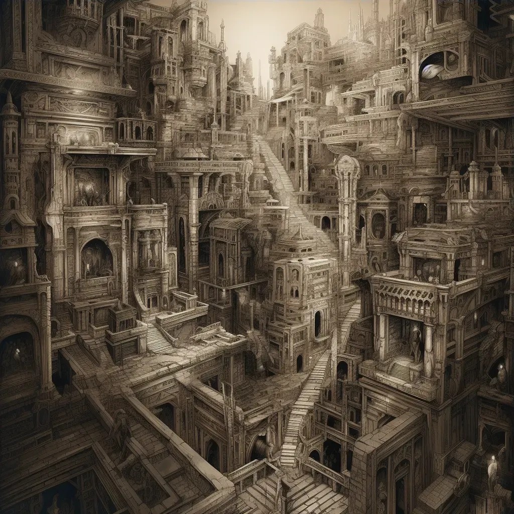 Artistic rendering of labyrinthine city of Minos with Minotaur - Image 3