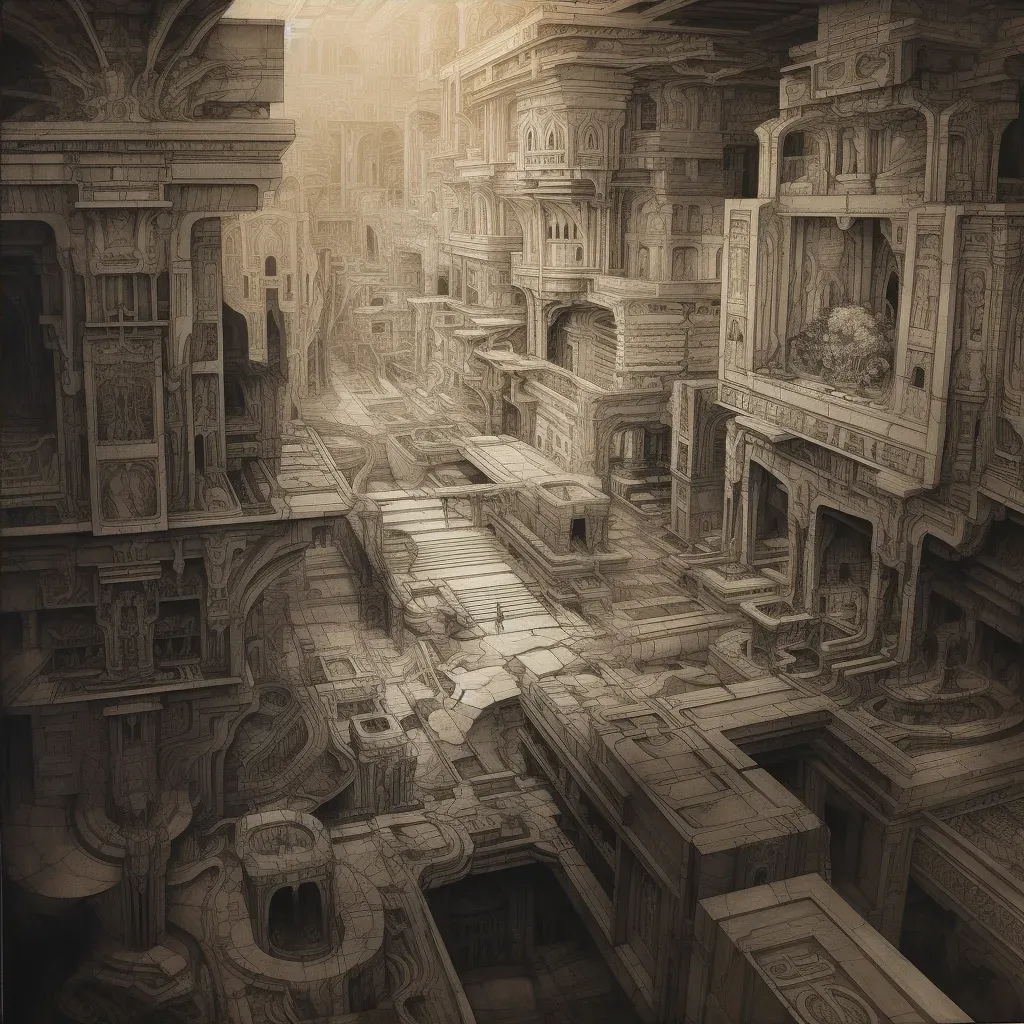 Artistic rendering of labyrinthine city of Minos with Minotaur - Image 4