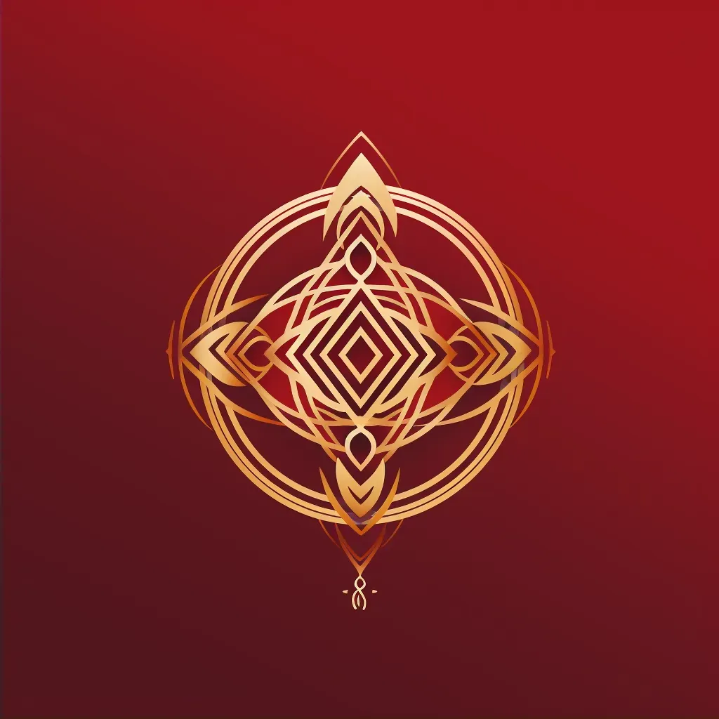 Image of a creative Thai restaurant logo with a stylized Thai pattern icon in red and gold colors - Image 2