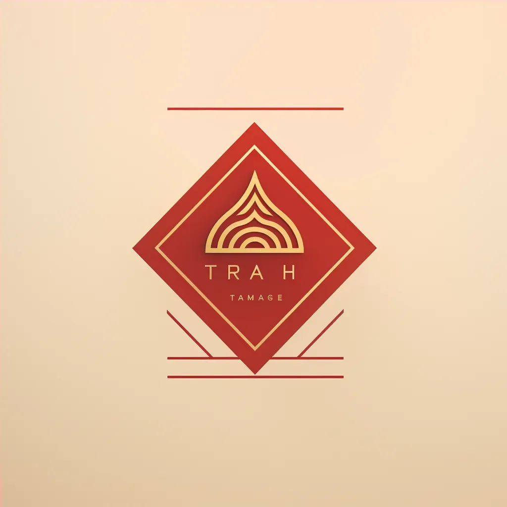 Image of a creative Thai restaurant logo with a stylized Thai pattern icon in red and gold colors - Image 4