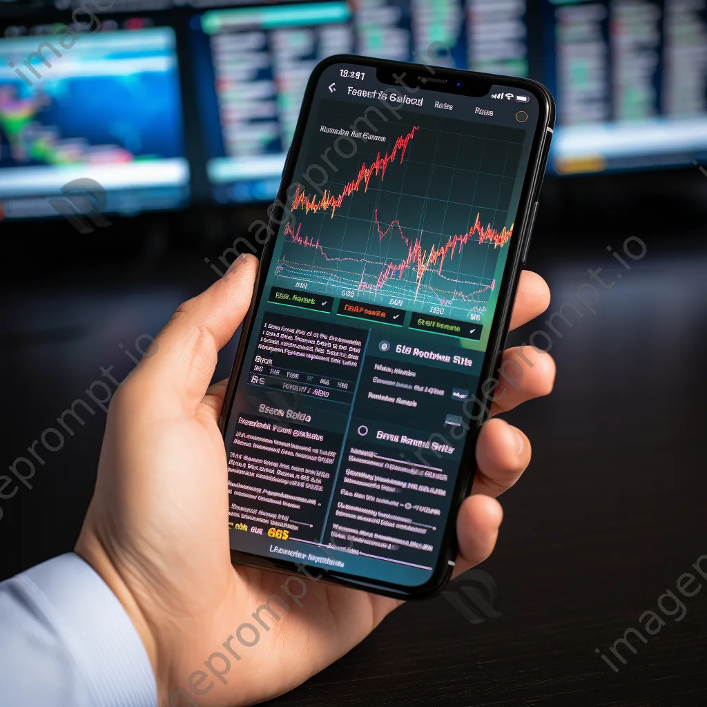 Close-up of hand using smartphone for cryptocurrency trading app - Image 2