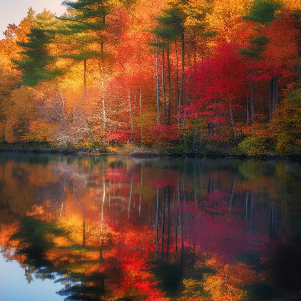 Fall trees reflection - Image 2