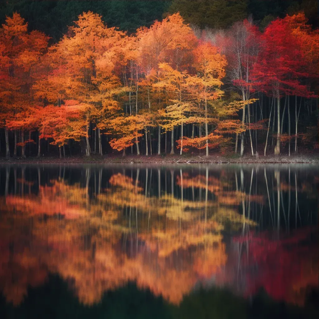 Fall trees reflection - Image 3