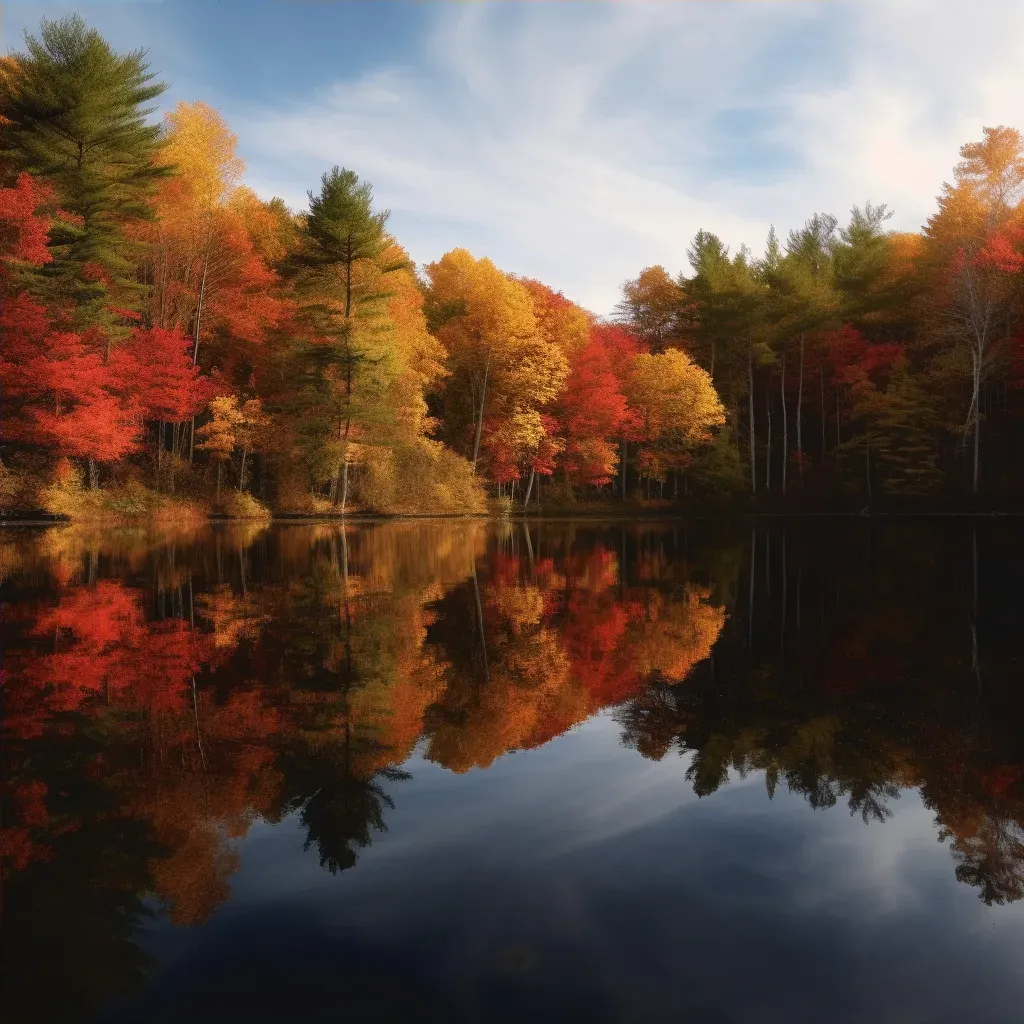 Fall trees reflection - Image 4