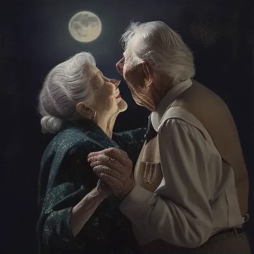 Elderly couple dancing under the moonlight - Image 1