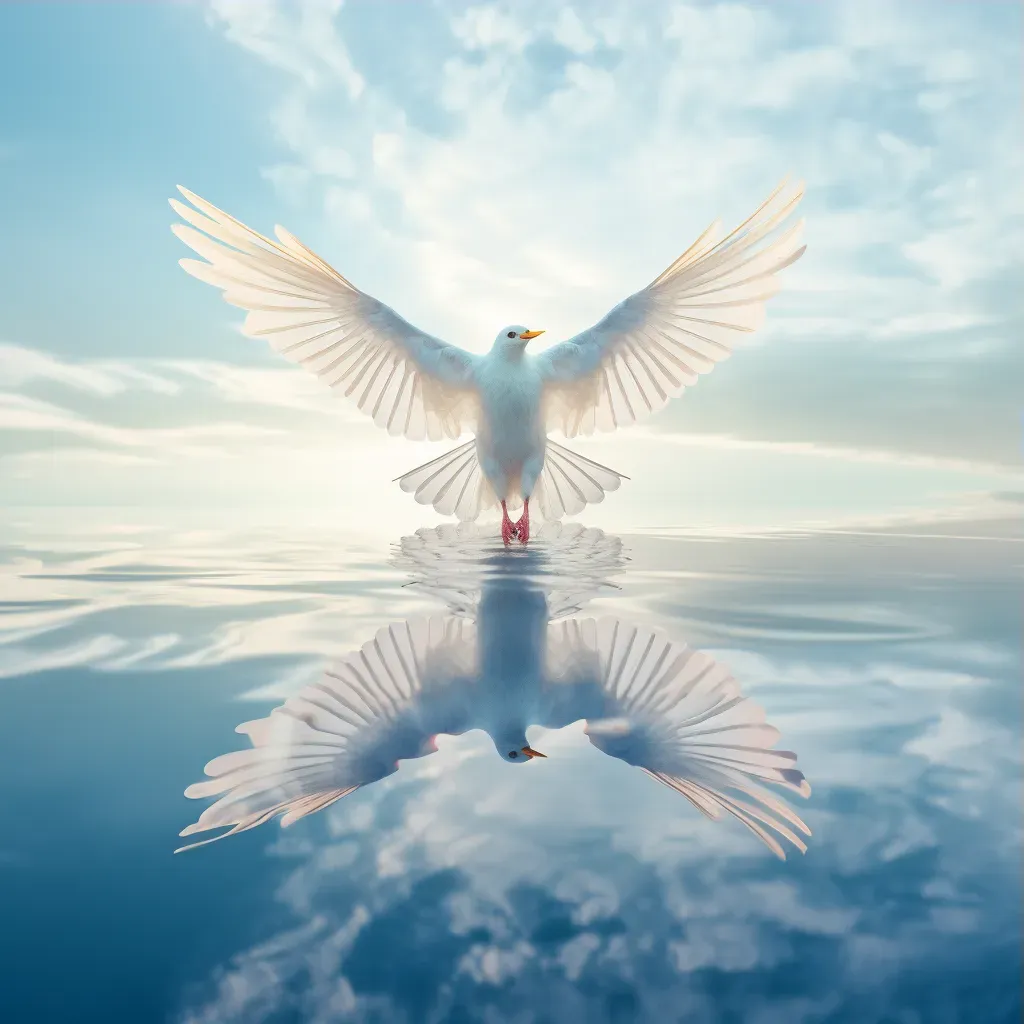 Flying bird reflection on calm water - Image 3