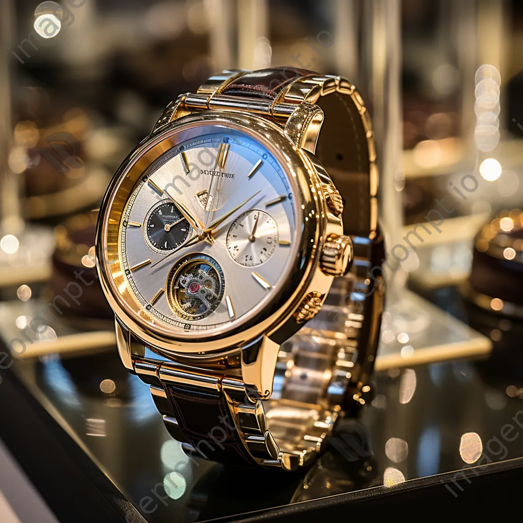 Close-up of luxury watches in a jeweler