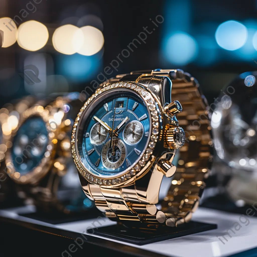 Close-up of luxury watches in a jeweler